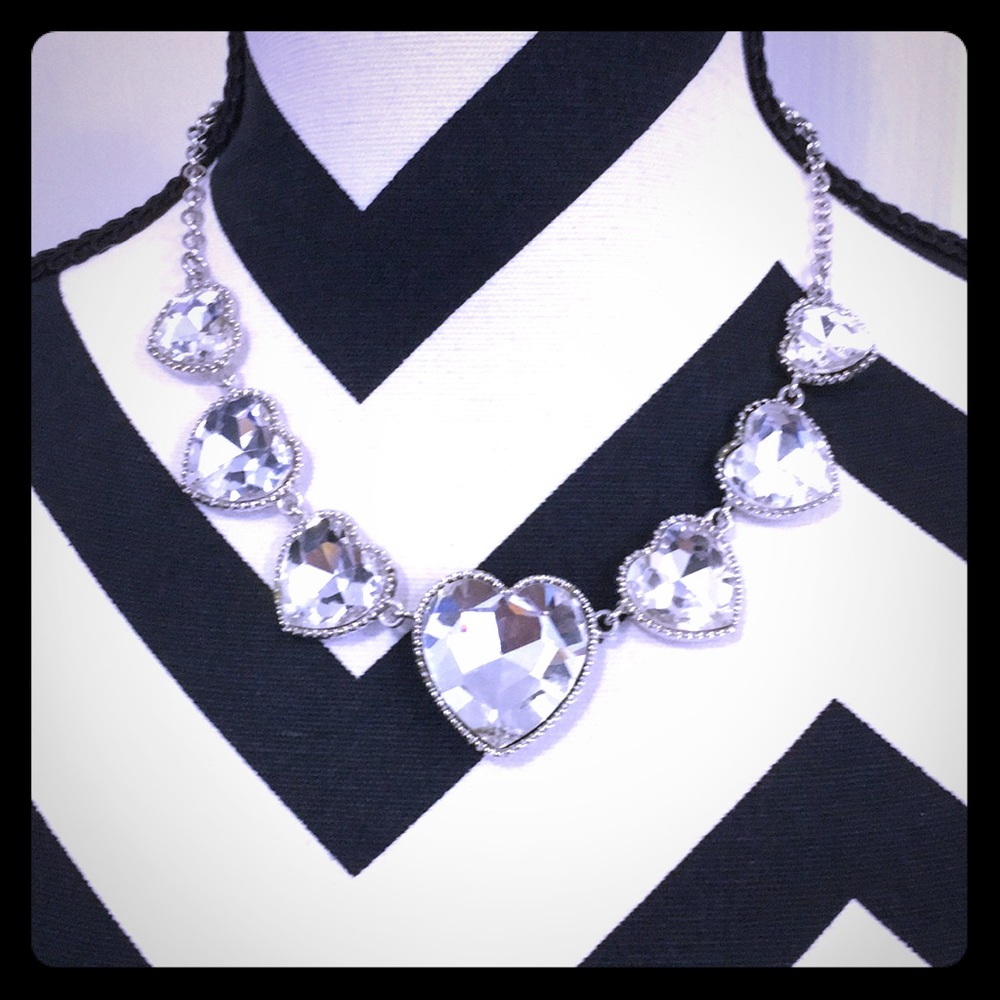 Ultra Bling Faux Diamond Hearts Necklace